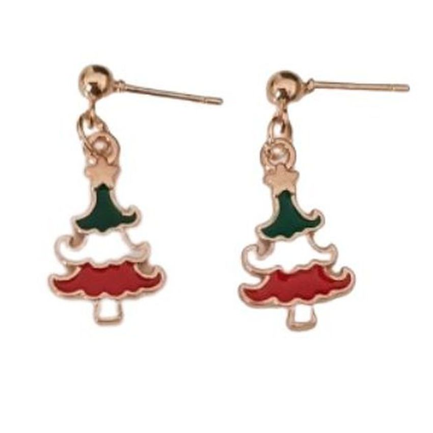 3 Colour Dangly Christmas Tree Earrings