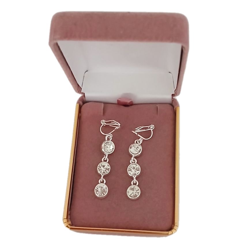 3 Stone Ladies Clip On Earrings(2)