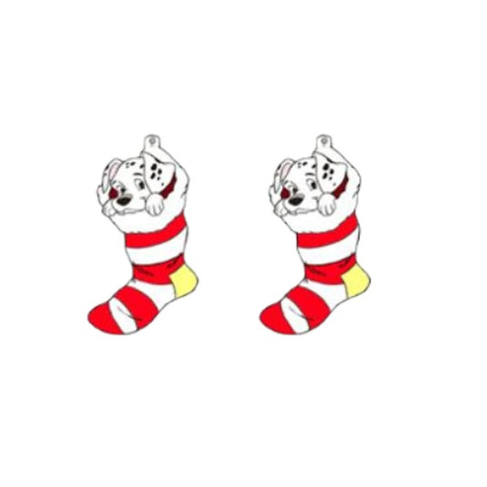 Acrylic Dog In A Stocking Earrings