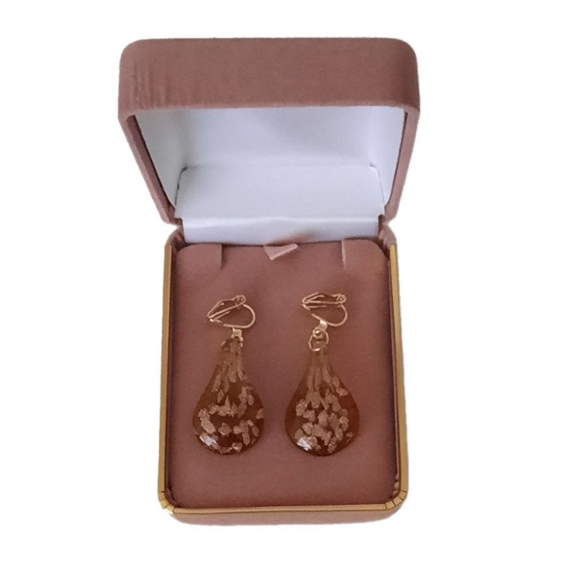 Amber Glitter Clip On Earrings(2)