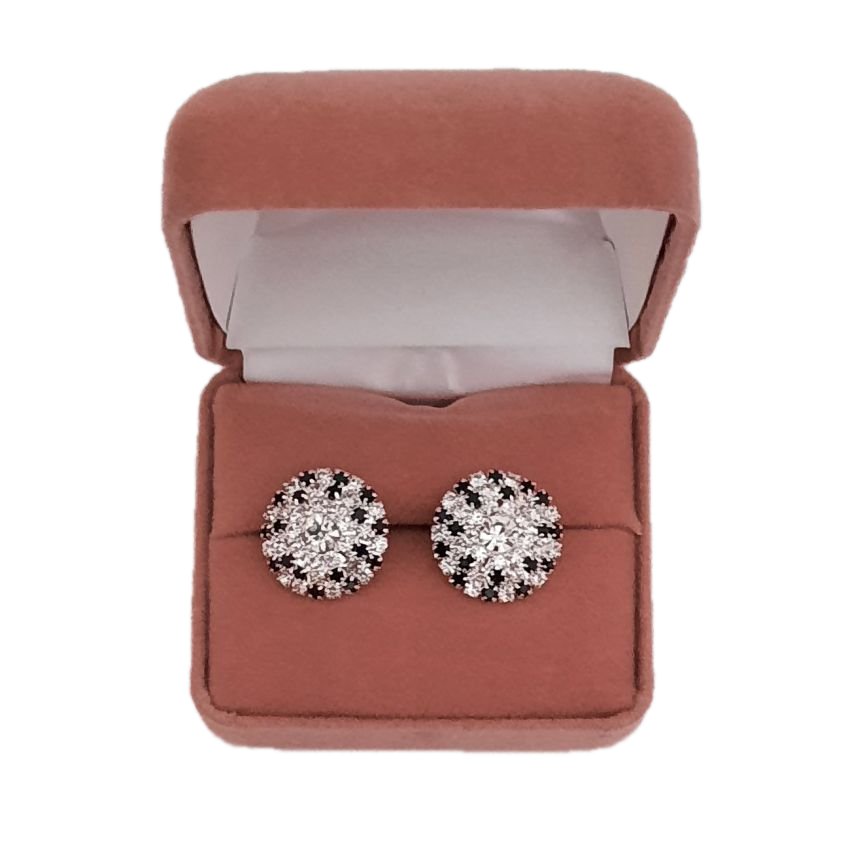 Black And Diamante Stud Clip On Earrings(2)