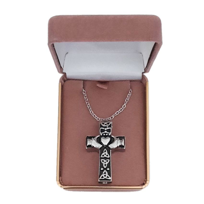 Black Celtic Cross Memorial Cremation Ashes Pendant(2)