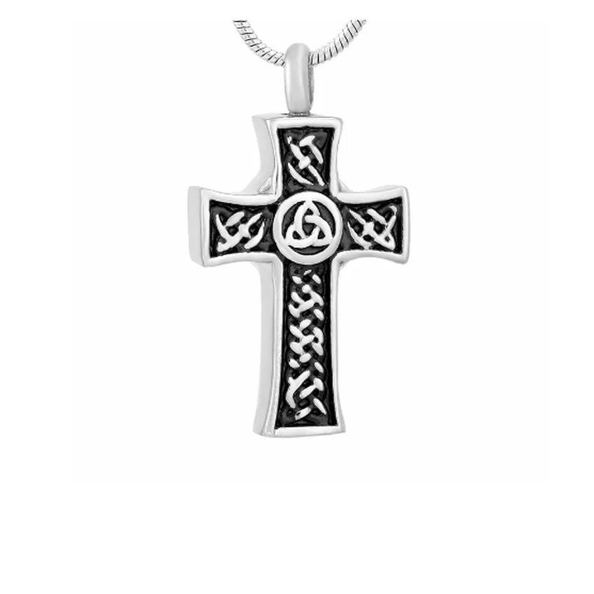 Black Celtic Cross Memorial Cremation Ashes Pendant