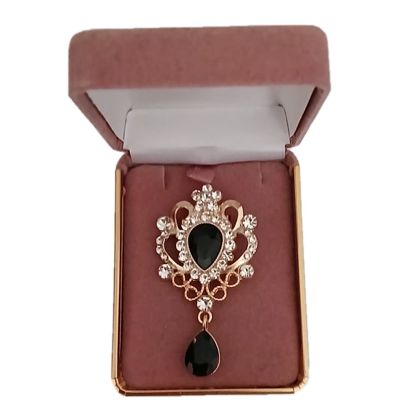 Black Centre With Stone Detail Brooch(2)