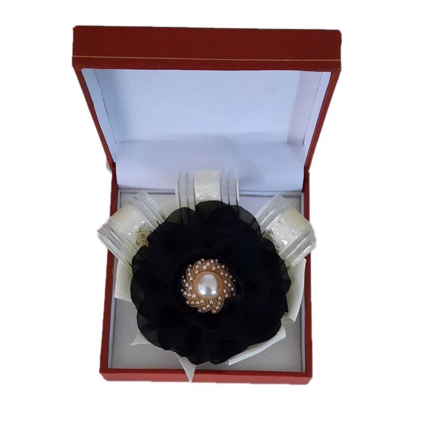 Black Chiffon Rose Flower Wrist Corsage