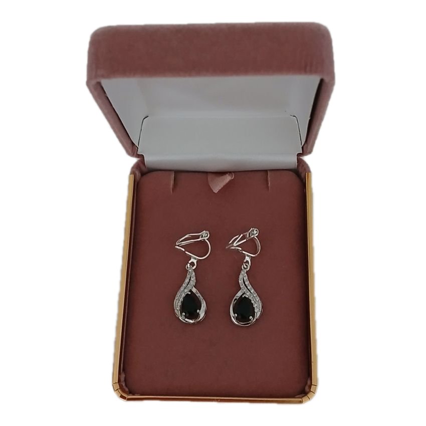 Black Swirl Diamante Clip On Earrings(2)