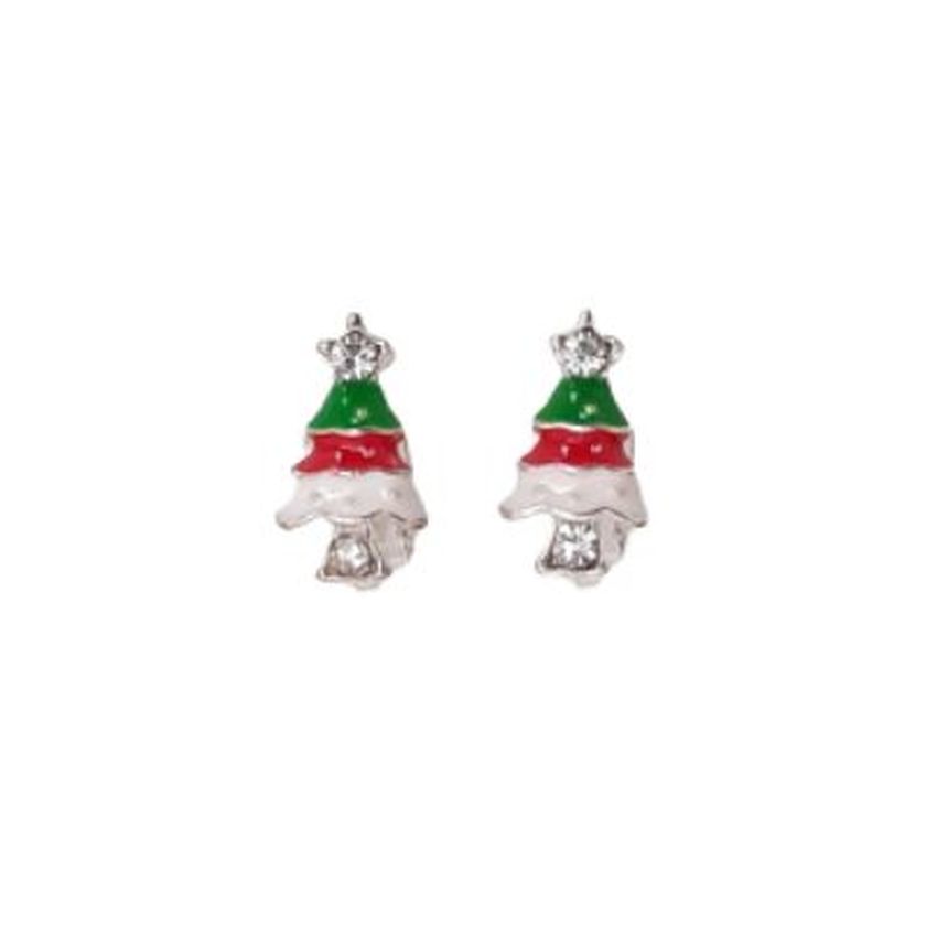 Bling Christmas Tree Clip On Earrings