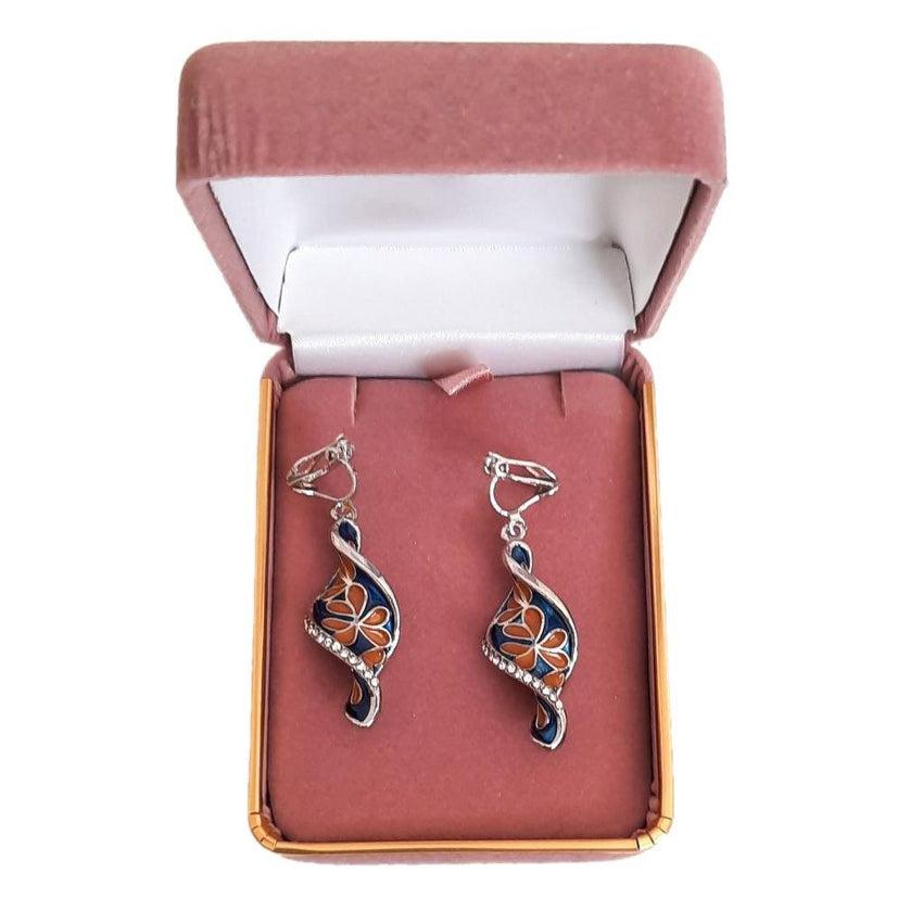 Blue And Orange Clip On Earrings(2)