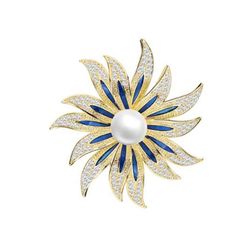 Blue Crystal Starburst Brooch