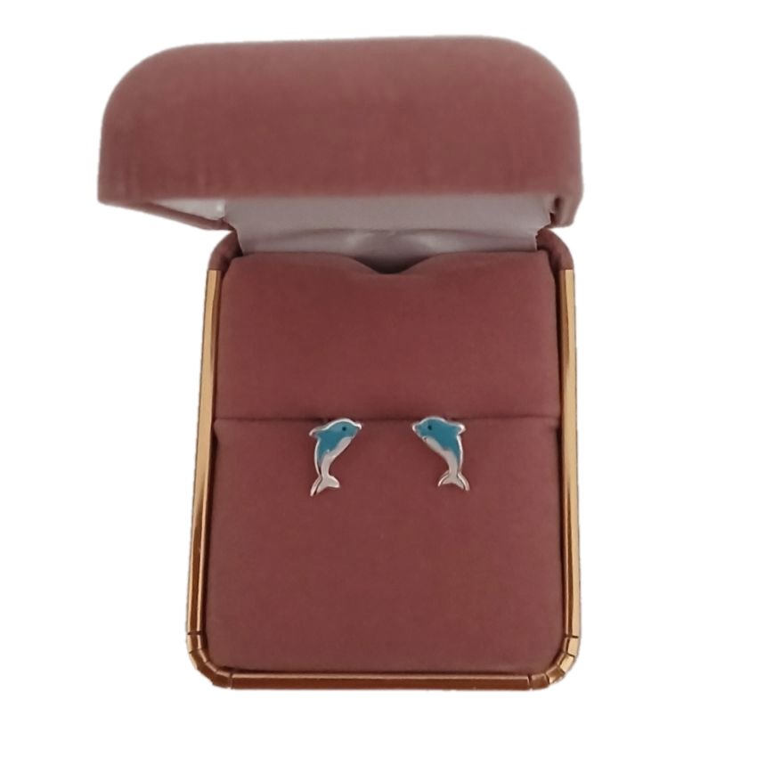 Blue Dolphin Sterling Silver Childrens Earrings(2)