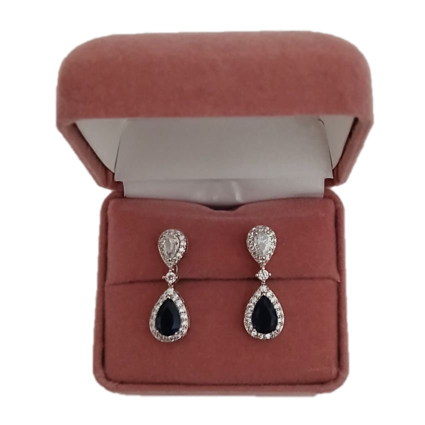 Blue Drop Diamante Clip On Earrings(2)