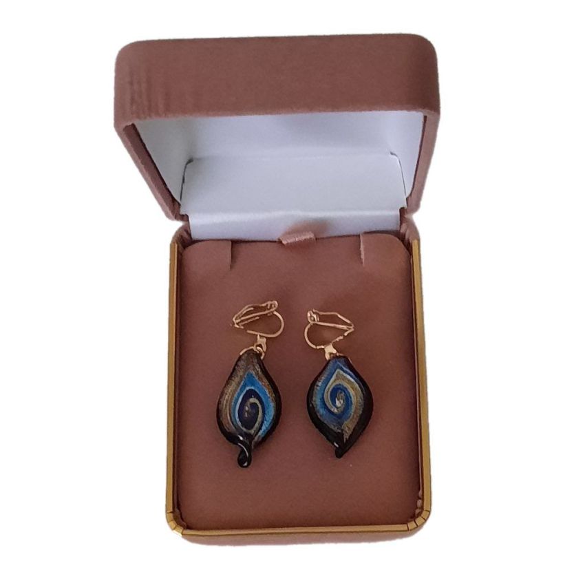 Blue Glitter Swirl Clip On earrings(2)