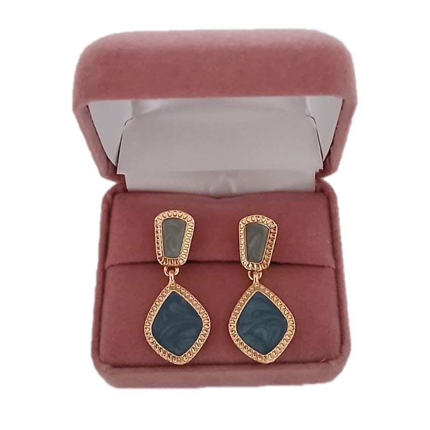 Blue Grey Drop Clip On Earrings(2)