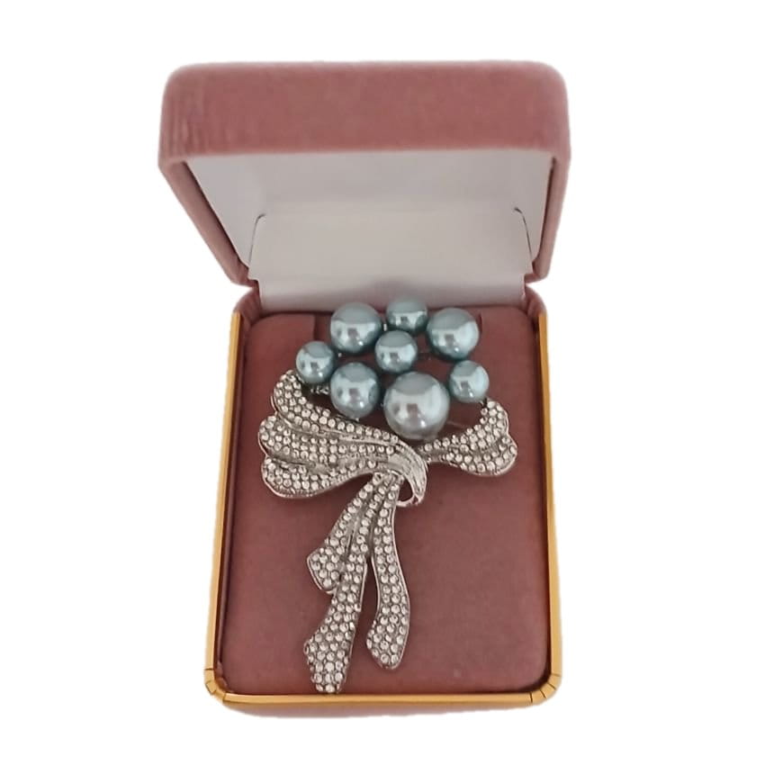 Blue Grey Pearl Bead Ladies Brooch(2)