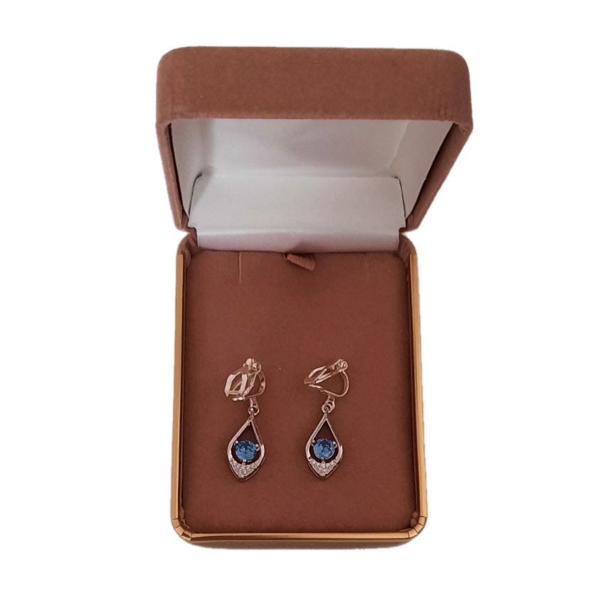 Blue Centre Stone With Cubic Zirconia Surround Earrings(2)