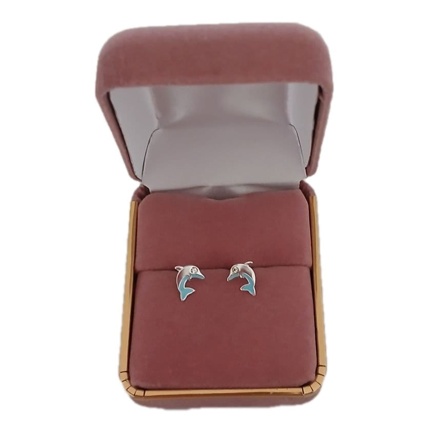 Blue Dolphin Sterling Silver Childrens Earrings(2)