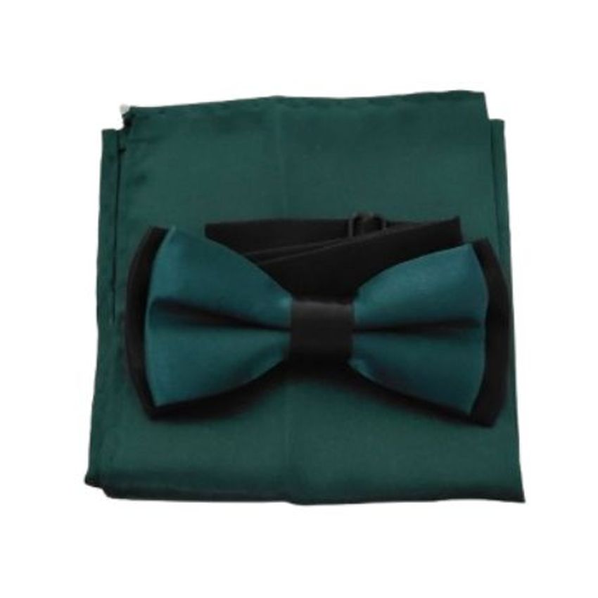 Boys Black With Green Dickie Bow Tie Set