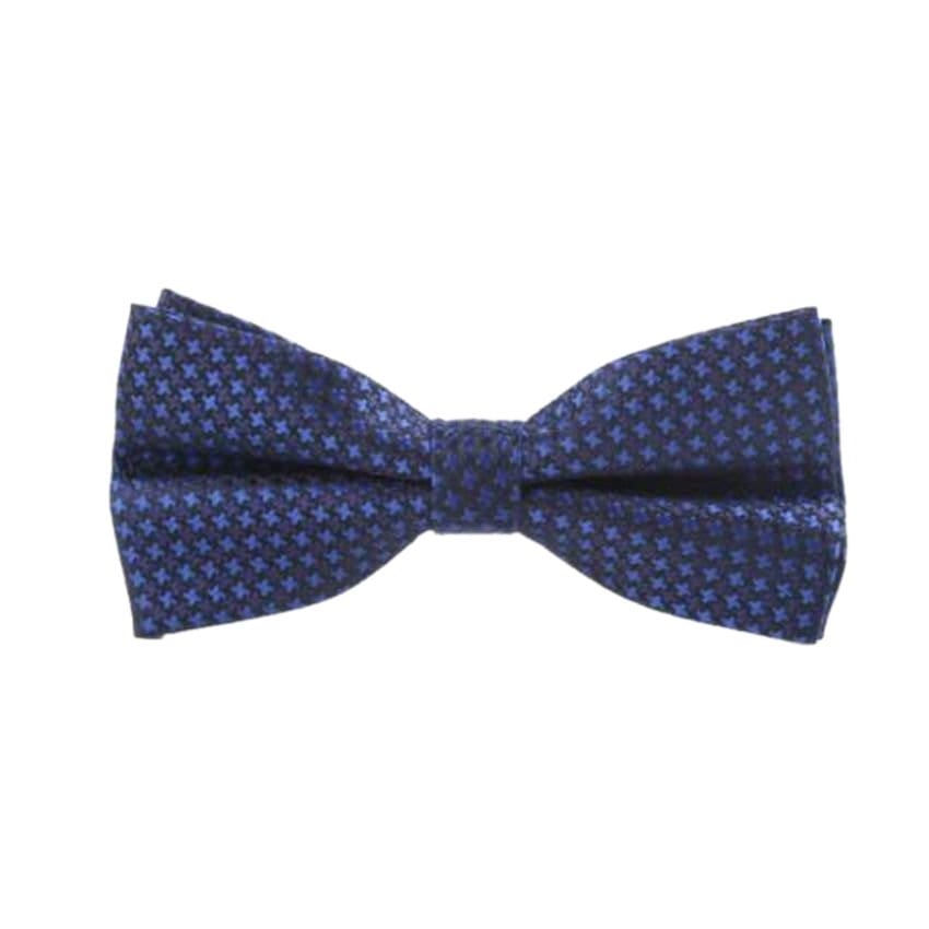 Boys Blue Bow Tie With Criss Cross Pattern