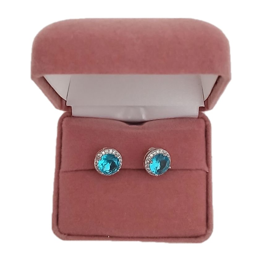 Bright Blue Crystal Clip On Earrings(2)