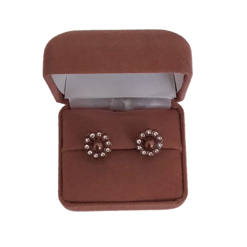 Brown Flower Clip On Earrings(2)