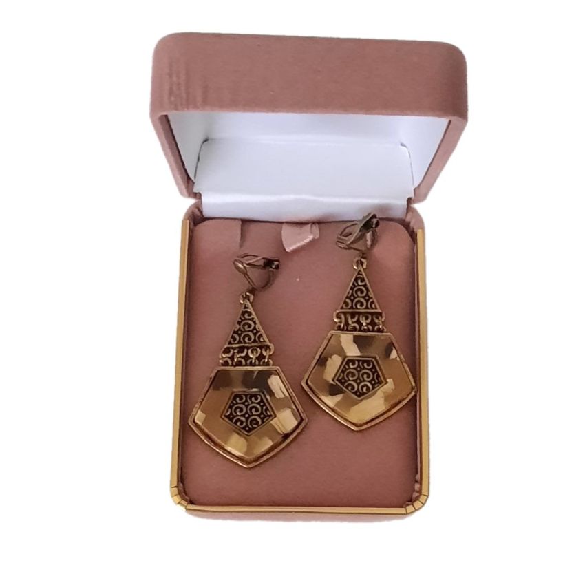 Brown Retro Design Clip On Earrings(2)