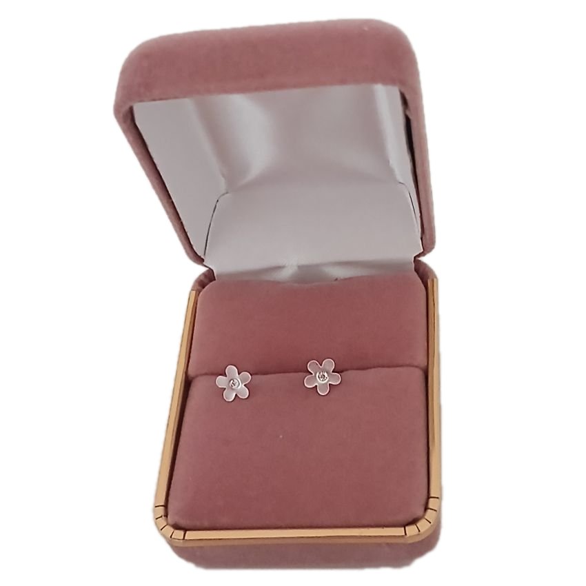 Brushed Sterling Silver Flower Earrings(2)