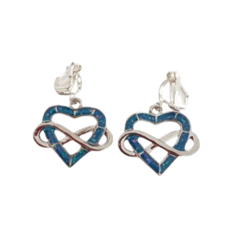 Celtic Twist Heart Blue Clip On Earrings