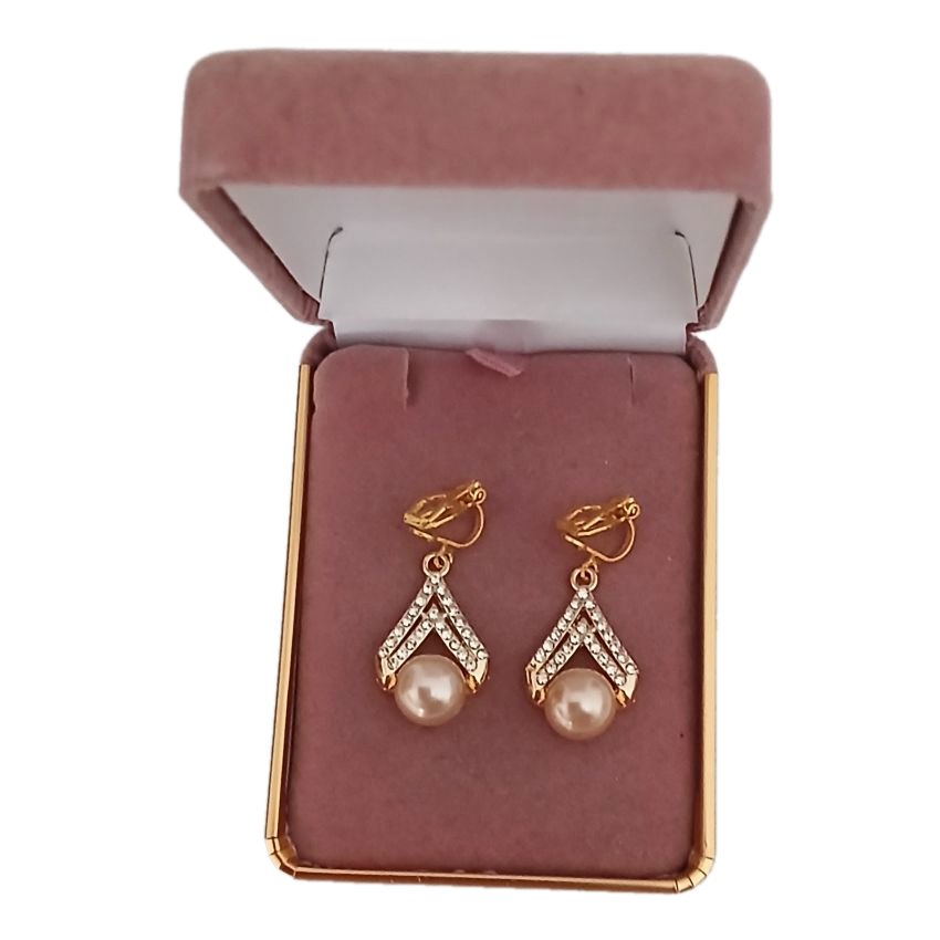 Champagne Pearl Clip On Earrings(2)