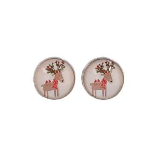 Clip On Stud Reindeer Earrings