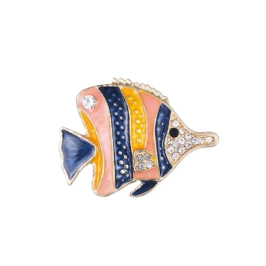 Coloured Fish Diamante Brooch