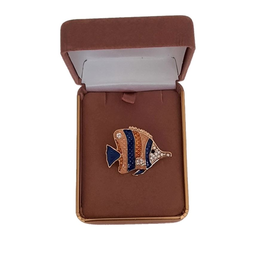 Coloured Fish Diamante Brooch(2)