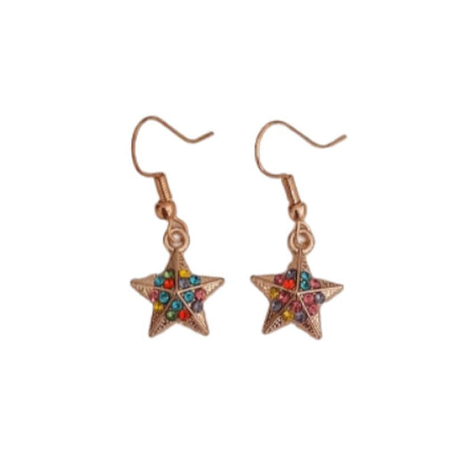 Coloured Star Dangly Fashion Earrings