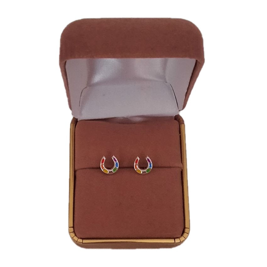 Coloured Sterling Silver Horseshoe Earrings(2)