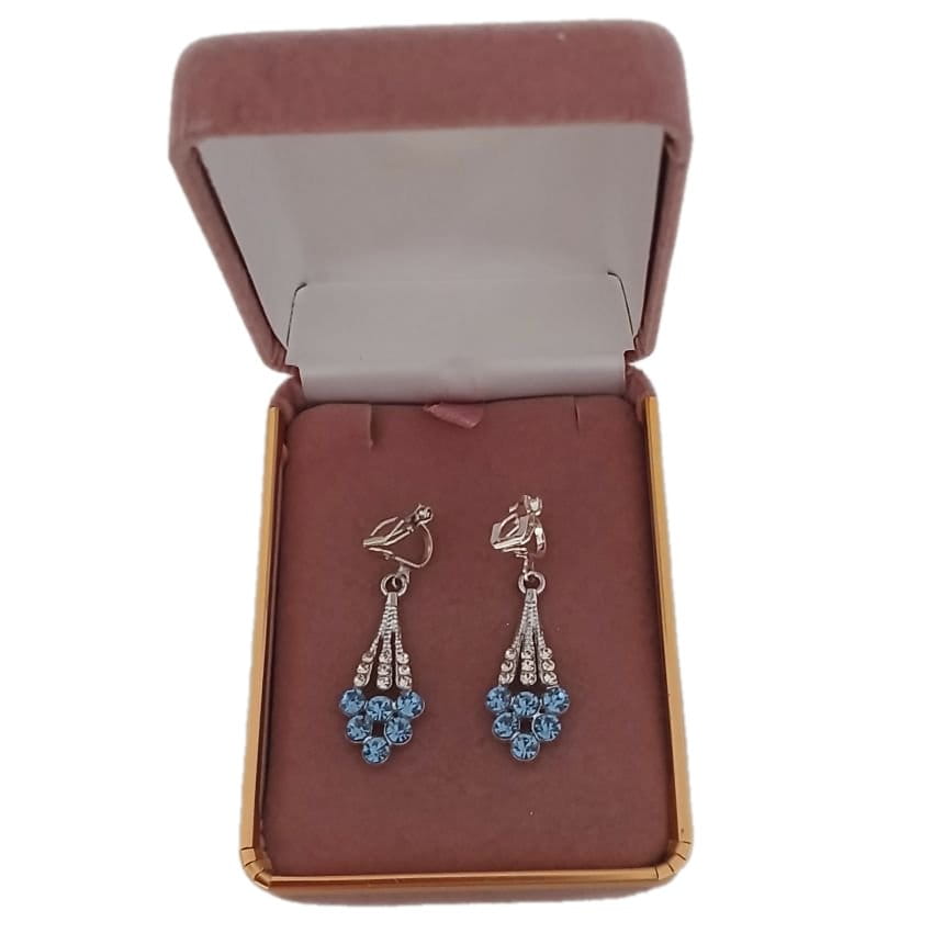 Cornflower Blue Drop Clip On Earrings(2)
