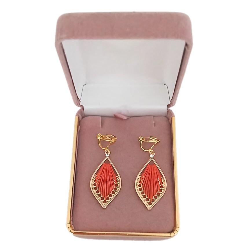 Cotton Strand Orange Clip On Earrings(2)