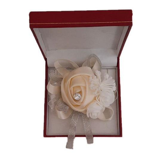 Cream Flower Bouquet Wrist Corsage Pearl Bracelet