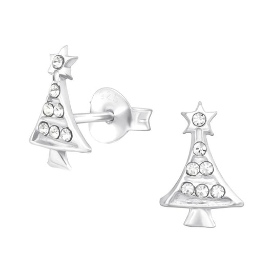 Crystal Christmas Tree Sterling Silver Earrings