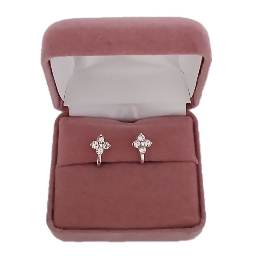 Crystal Flower Stud Clip On Earrings(2)
