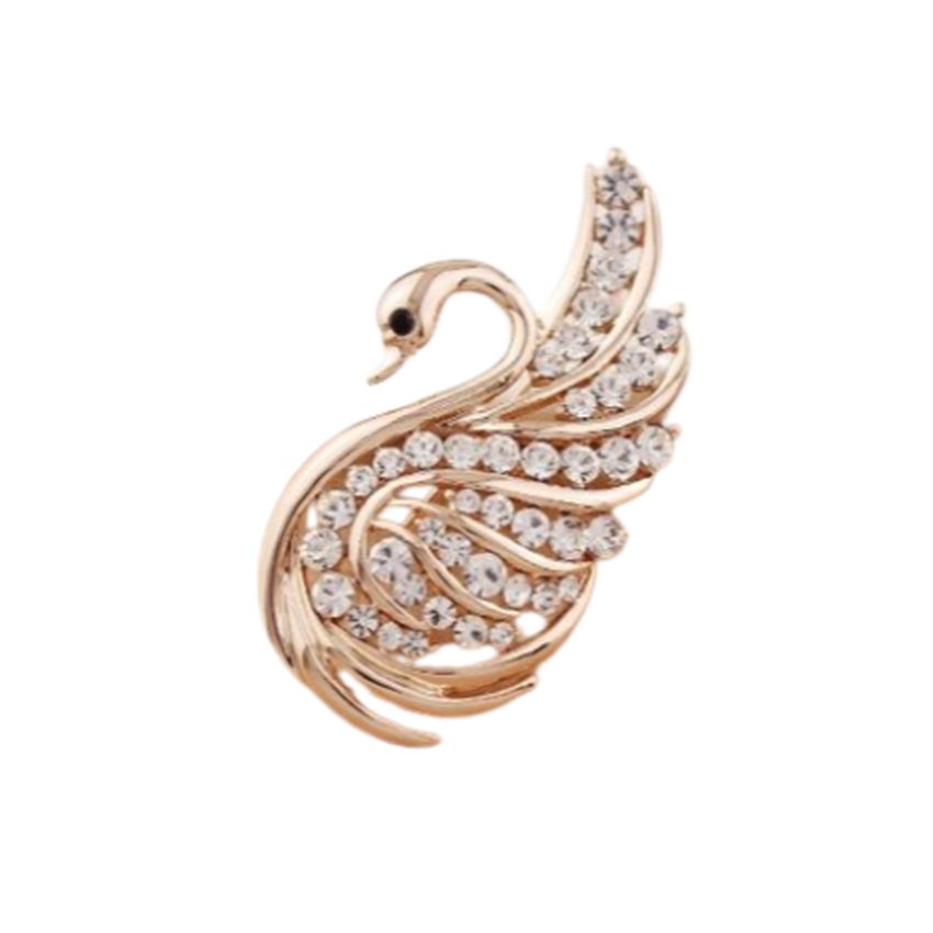 Crystal Set Swan Brooch