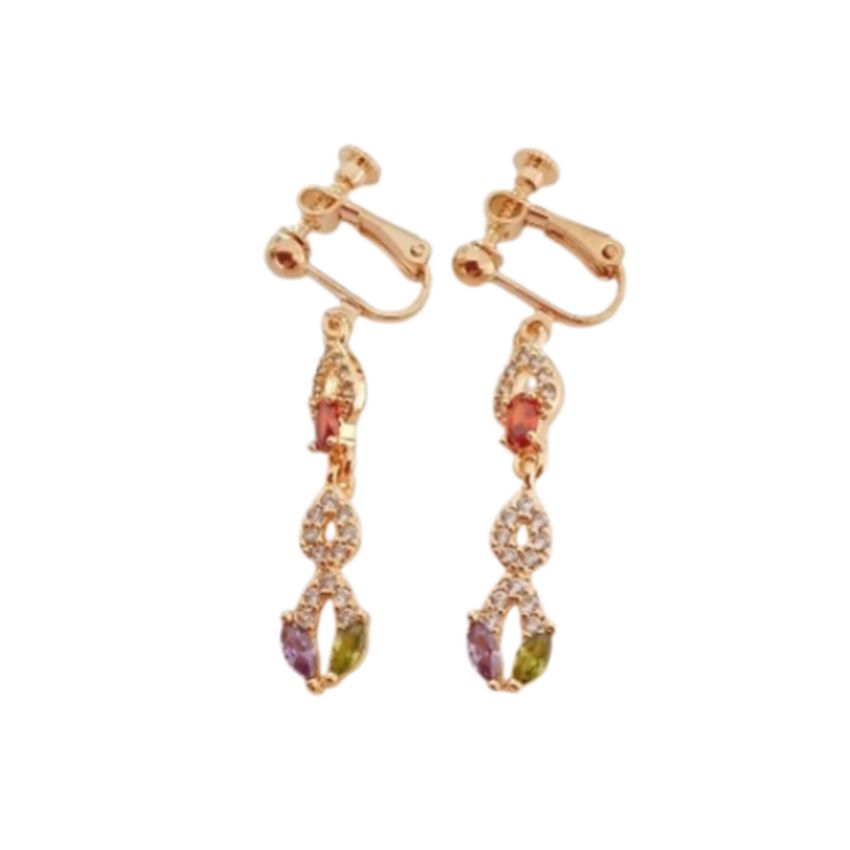 Crystal Multi Colour Drop Clip On Earrings