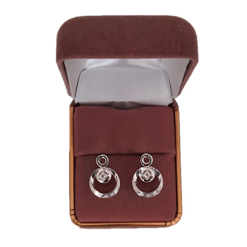 Cubic Zirconia Double Circle Silver Earrings(2)