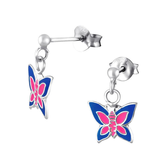 Dangly Butterfly Sterling Silver Earrings