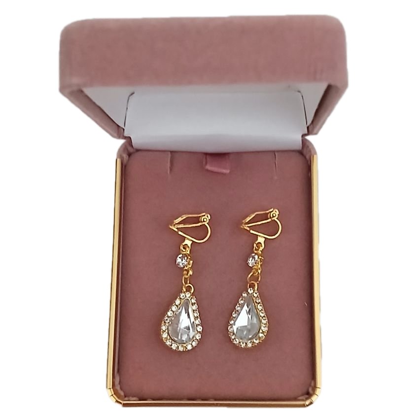 Dangly Clip On Earrings With Gold Tone Stems(2)