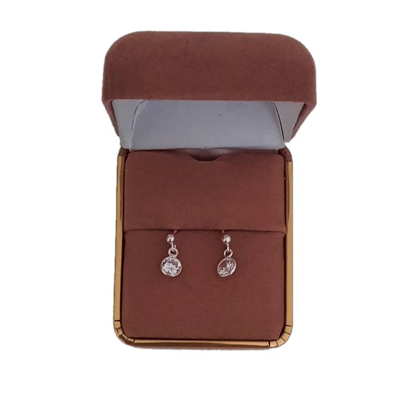 Dangly Cubic Zirconia Sterling Silver Earrings(2)