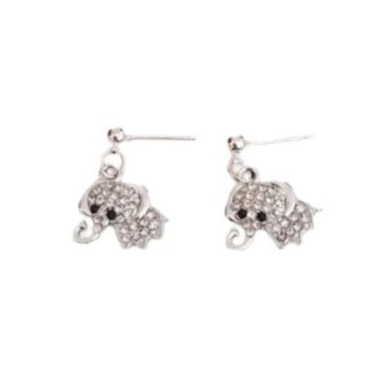 Dangly Elephant Silver Earrings