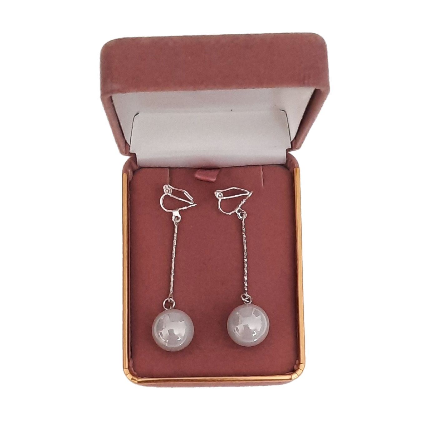 Dangly Grey Pearl Clip On Earrings(2)