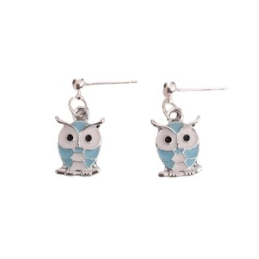 Dangly Owl Silver Earrings