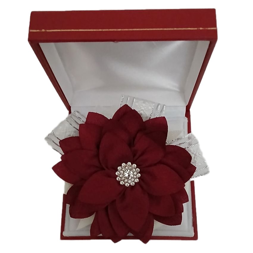 Dark Red Petal Flower Wrist Corsage