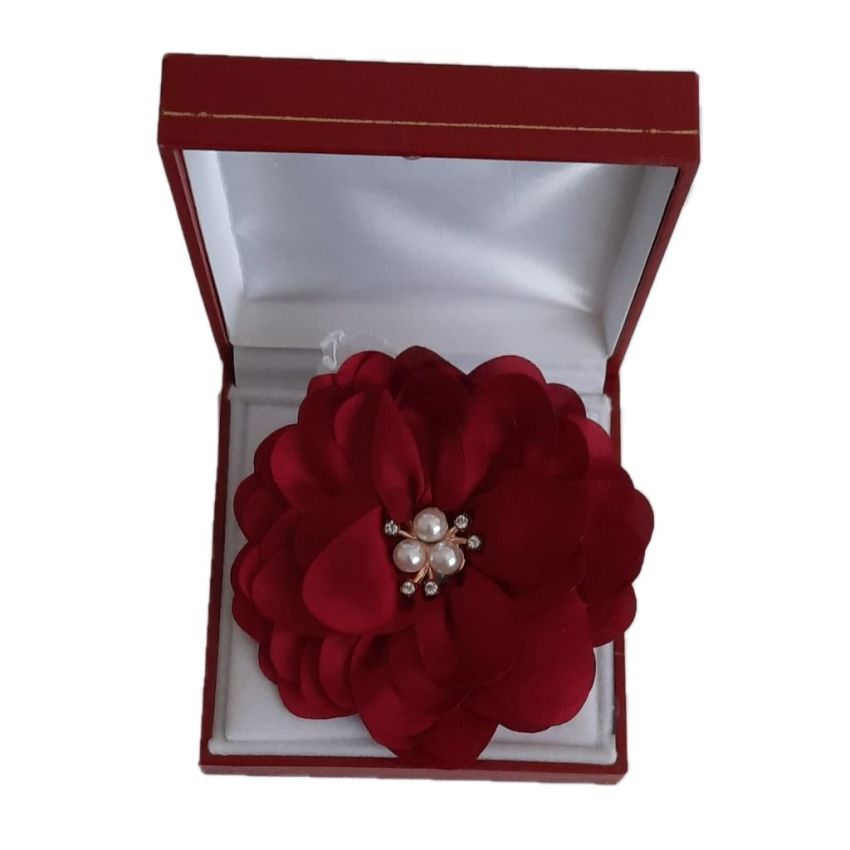 Dark Red Petal Flower Wrist Corsage