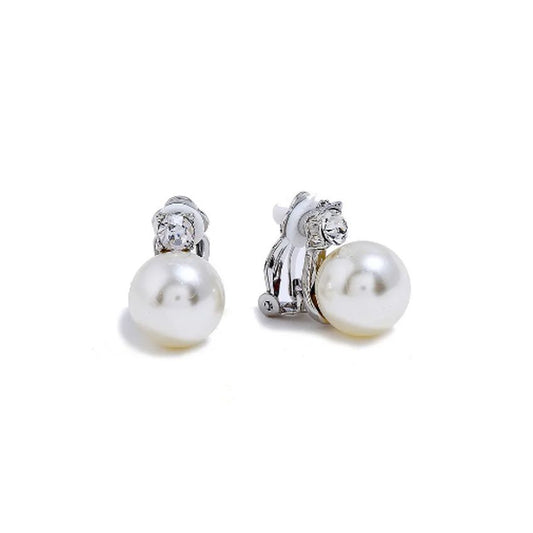 Diamante And Pearl Clip On Earrings